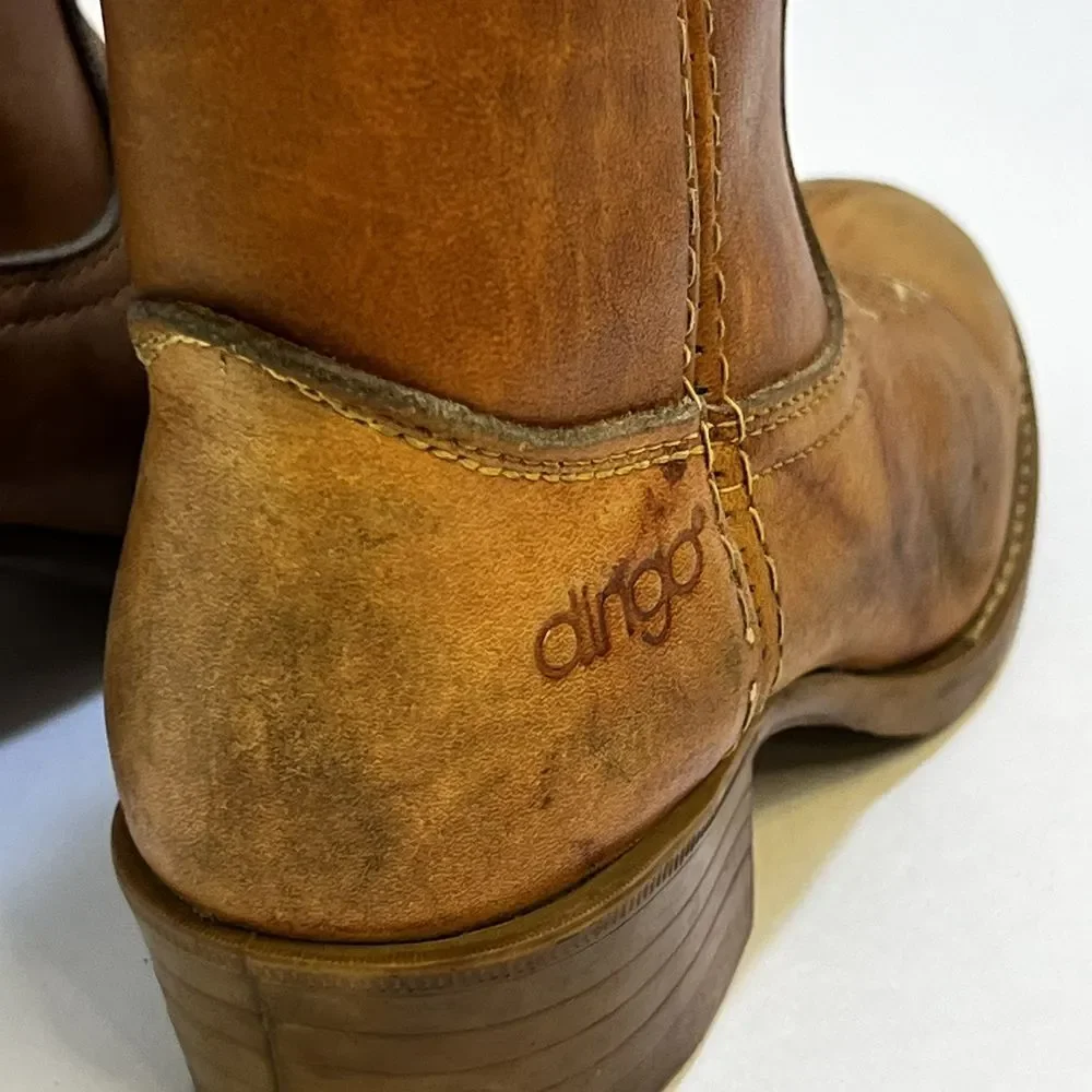 Vintage Dingo uni-sex tan w/ detail stitching 11.5‎ D kids cowboy boots